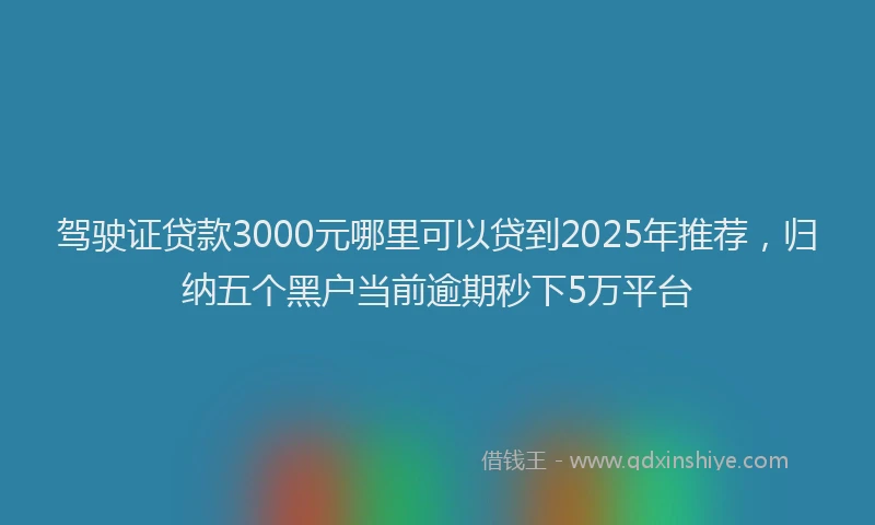 驾驶证贷款3000元哪里可以贷到2025年推荐，归纳五个黑户当前逾期秒下5万平台