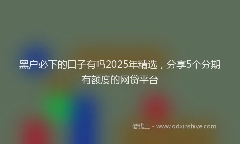 黑户必下的口子有吗2025年精选，分享5个分期有额度的网贷平台
