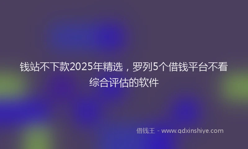 钱站不下款2025年精选，罗列5个借钱平台不看综合评估的软件