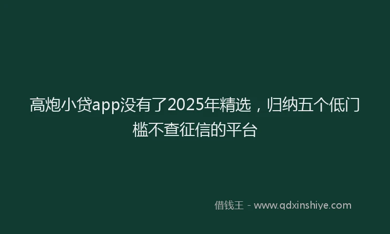 高炮小贷app没有了2025年精选，归纳五个低门槛不查征信的平台