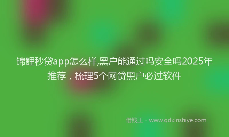 锦鲤秒贷app怎么样,黑户能通过吗安全吗2025年推荐，梳理5个网贷黑户必过软件