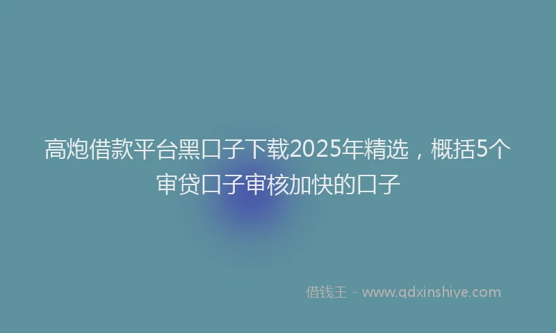 高炮借款平台黑口子下载2025年精选，概括5个审贷口子审核加快的口子