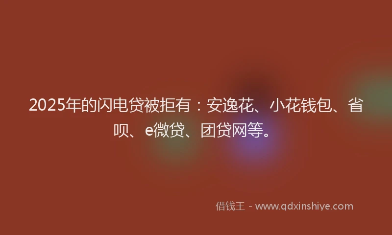2025年的闪电贷被拒有：安逸花、小花钱包、省呗、e微贷、团贷网等。