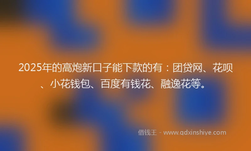 2025年的高炮新口子能下款的有：团贷网、花呗、小花钱包、百度有钱花、融逸花等。