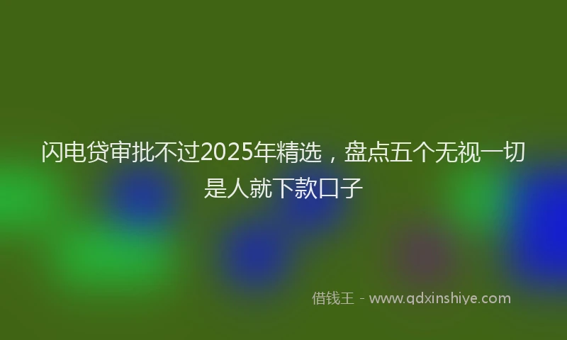 闪电贷审批不过2025年精选，盘点五个无视一切是人就下款口子