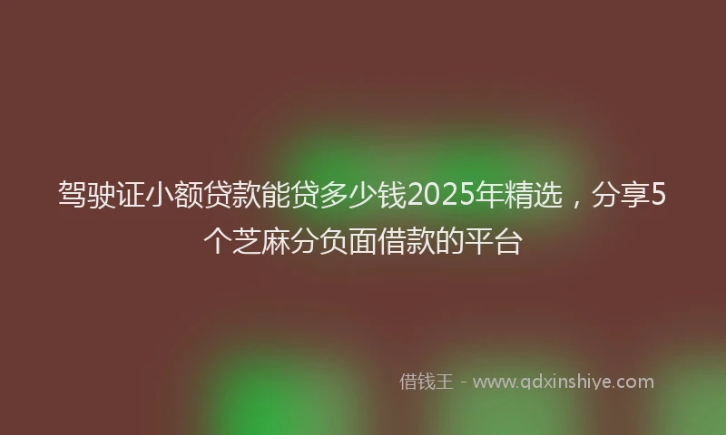 驾驶证小额贷款能贷多少钱2025年精选，分享5个芝麻分负面借款的平台