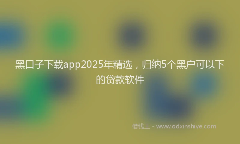 黑口子下载app2025年精选，归纳5个黑户可以下的贷款软件