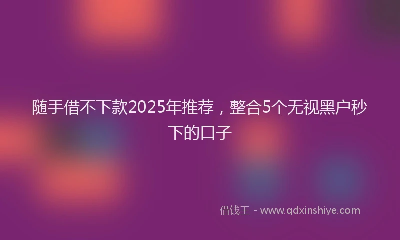 随手借不下款2025年推荐，整合5个无视黑户秒下的口子