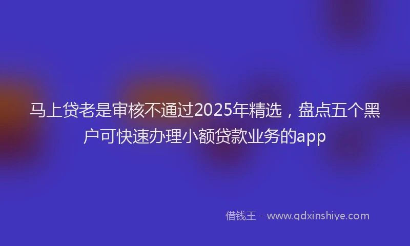马上贷老是审核不通过2025年精选，盘点五个黑户可快速办理小额贷款业务的app