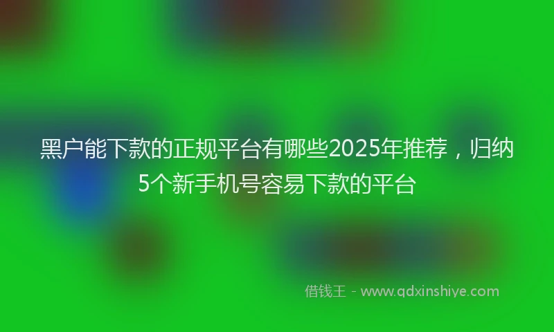 黑户能下款的正规平台有哪些2025年推荐，归纳5个新手机号容易下款的平台