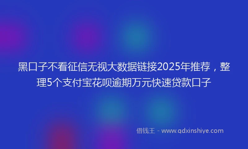 黑口子不看征信无视大数据链接2025年推荐，整理5个支付宝花呗逾期万元快速贷款口子