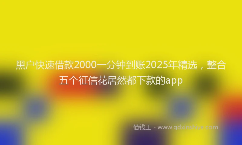 黑户快速借款2000一分钟到账2025年精选，整合五个征信花居然都下款的app
