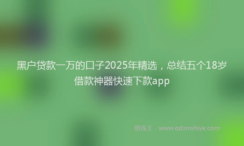 黑户贷款一万的口子2025年精选，总结五个18岁借款神器快速下款app