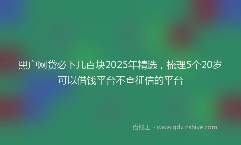 黑户网贷必下几百块2025年精选，梳理5个20岁可以借钱平台不查征信的平台
