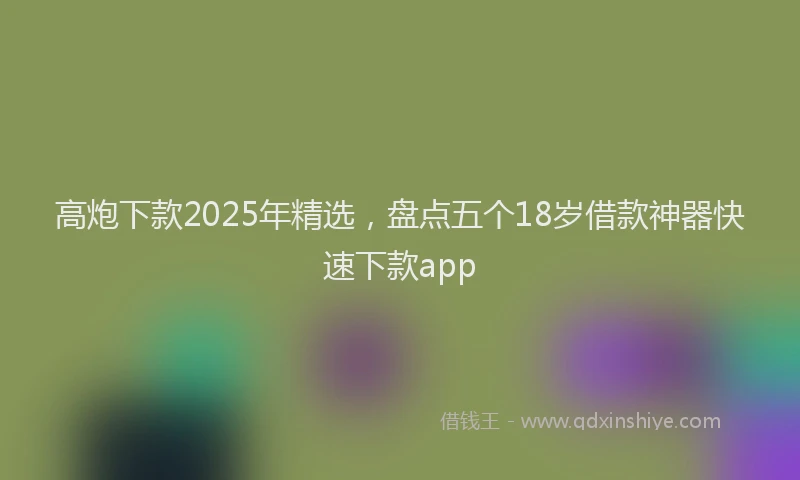 高炮下款2025年精选，盘点五个18岁借款神器快速下款app