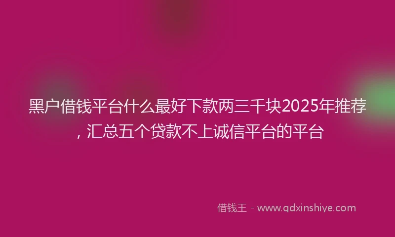 黑户借钱平台什么最好下款两三千块2025年推荐，汇总五个贷款不上诚信平台的平台