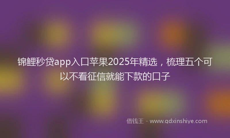锦鲤秒贷app入口苹果2025年精选，梳理五个可以不看征信就能下款的口子
