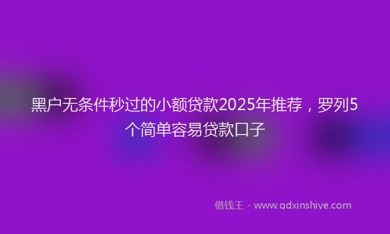 黑户无条件秒过的小额贷款2025年推荐，罗列5个简单容易贷款口子