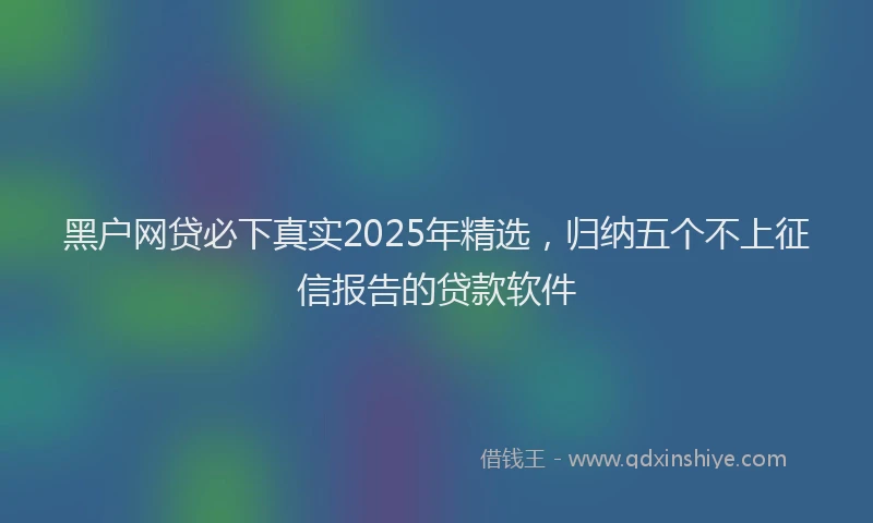 黑户网贷必下真实2025年精选，归纳五个不上征信报告的贷款软件