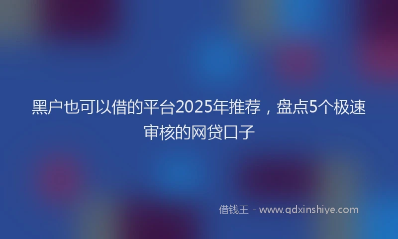 黑户也可以借的平台2025年推荐，盘点5个极速审核的网贷口子