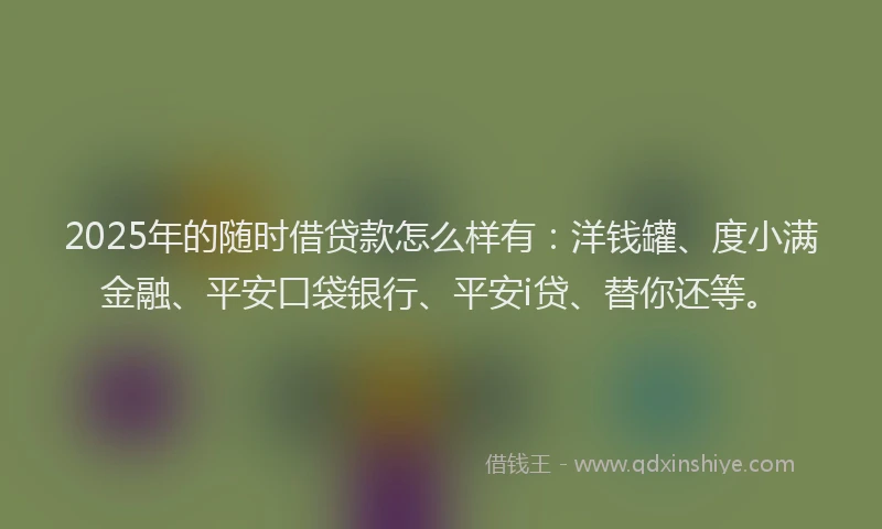 2025年的随时借贷款怎么样有：洋钱罐、度小满金融、平安口袋银行、平安i贷、替你还等。