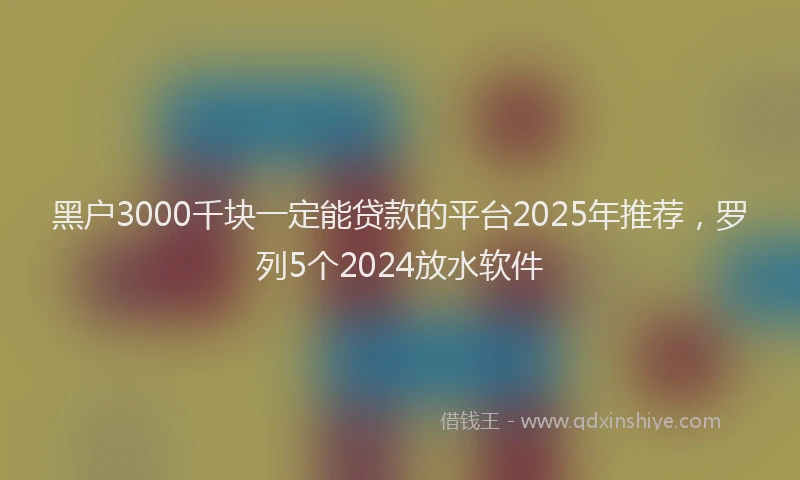 黑户3000千块一定能贷款的平台2025年推荐，罗列5个2024放水软件