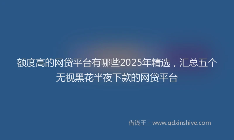 额度高的网贷平台有哪些2025年精选，汇总五个无视黑花半夜下款的网贷平台