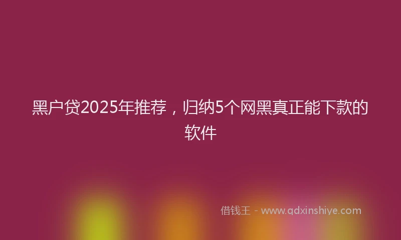 黑户贷2025年推荐，归纳5个网黑真正能下款的软件