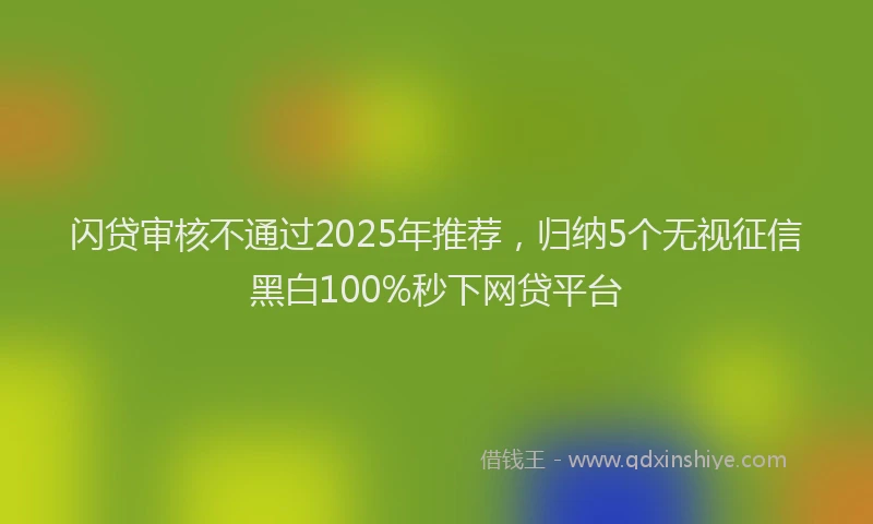 闪贷审核不通过2025年推荐，归纳5个无视征信黑白100%秒下网贷平台