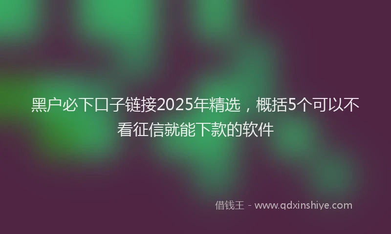 黑户必下口子链接2025年精选，概括5个可以不看征信就能下款的软件