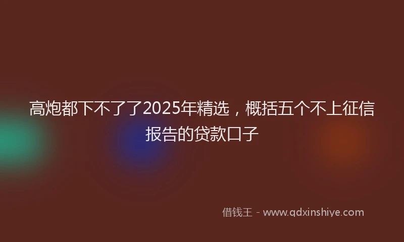 高炮都下不了了2025年精选，概括五个不上征信报告的贷款口子