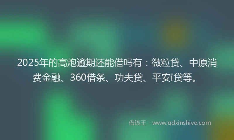 2025年的高炮逾期还能借吗有：微粒贷、中原消费金融、360借条、功夫贷、平安i贷等。
