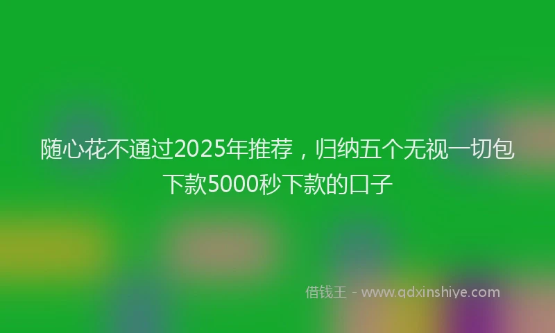 随心花不通过2025年推荐，归纳五个无视一切包下款5000秒下款的口子