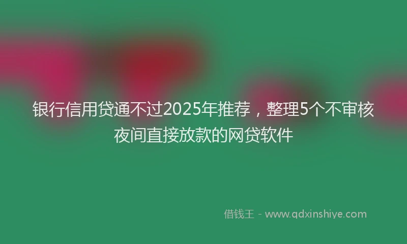 银行信用贷通不过2025年推荐，整理5个不审核夜间直接放款的网贷软件