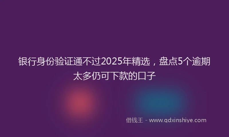 银行身份验证通不过2025年精选，盘点5个逾期太多仍可下款的口子