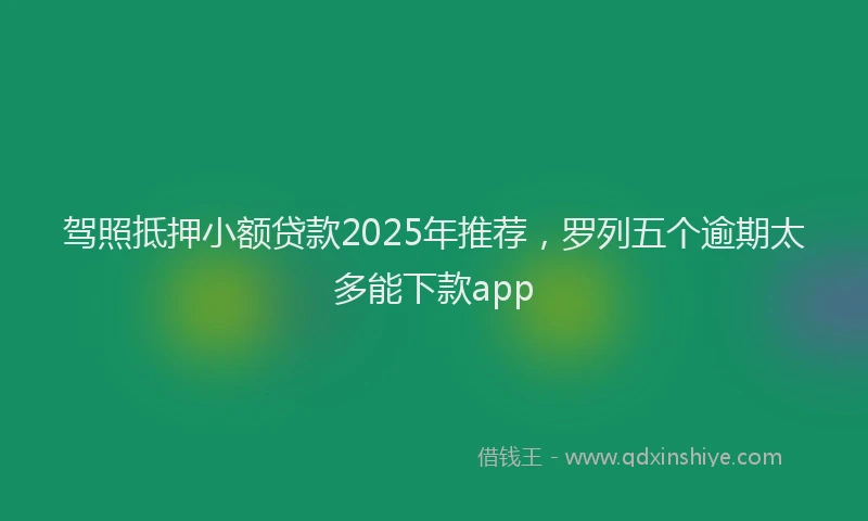 驾照抵押小额贷款2025年推荐，罗列五个逾期太多能下款app