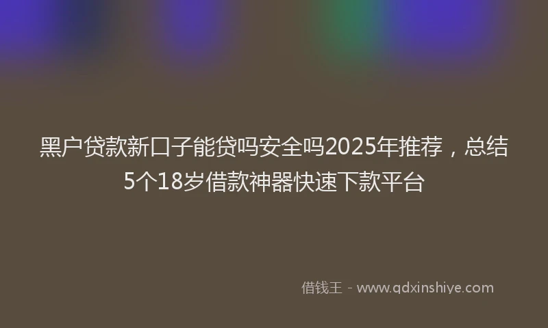 黑户贷款新口子能贷吗安全吗2025年推荐，总结5个18岁借款神器快速下款平台