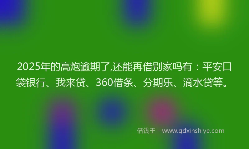 2025年的高炮逾期了,还能再借别家吗有：平安口袋银行、我来贷、360借条、分期乐、滴水贷等。