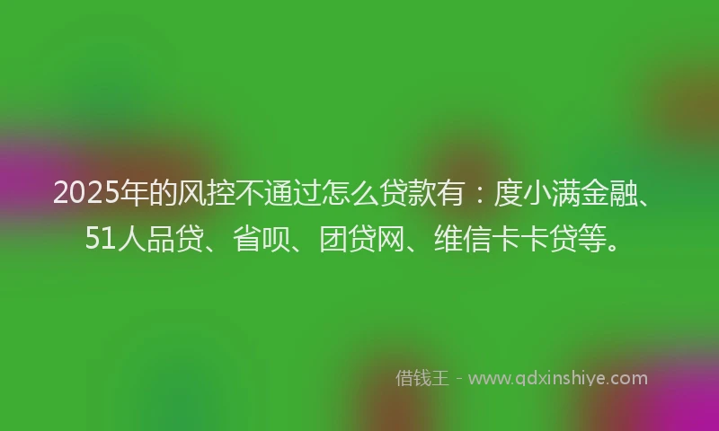 2025年的风控不通过怎么贷款有：度小满金融、51人品贷、省呗、团贷网、维信卡卡贷等。