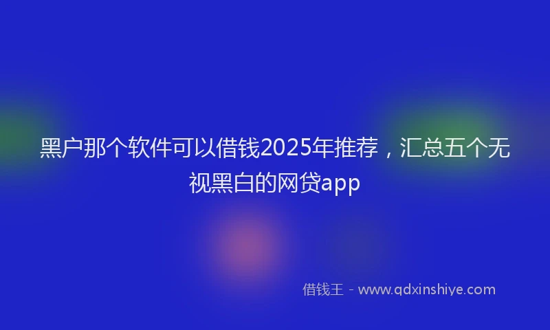黑户那个软件可以借钱2025年推荐，汇总五个无视黑白的网贷app