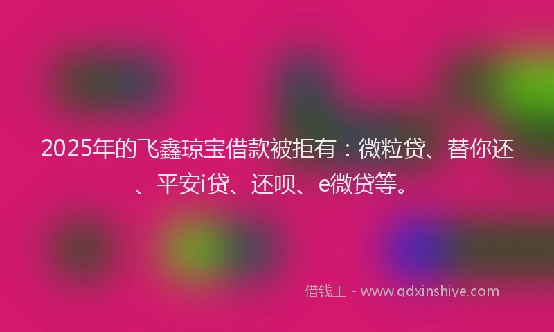 2025年的飞鑫琼宝借款被拒有：微粒贷、替你还、平安i贷、还呗、e微贷等。