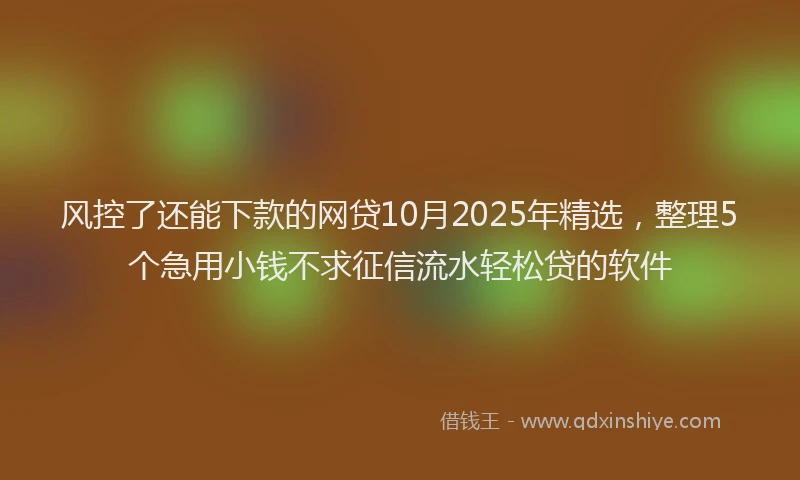 风控了还能下款的网贷10月2025年精选，整理5个急用小钱不求征信流水轻松贷的软件