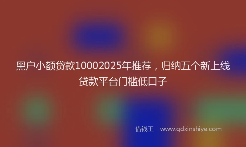 黑户小额贷款10002025年推荐，归纳五个新上线贷款平台门槛低口子