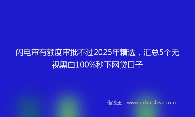 闪电审有额度审批不过2025年精选，汇总5个无视黑白100%秒下网贷口子