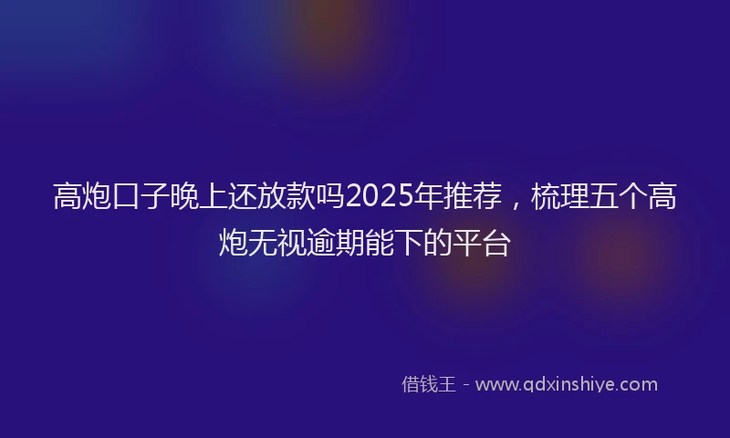 高炮口子晚上还放款吗2025年推荐，梳理五个高炮无视逾期能下的平台