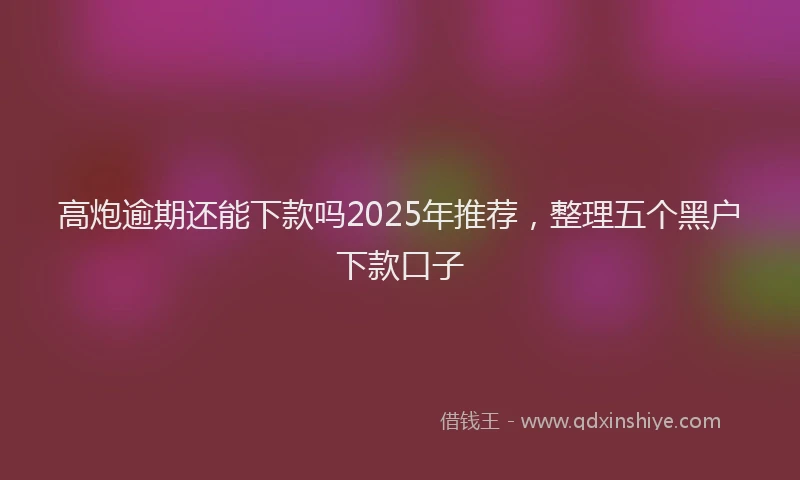 高炮逾期还能下款吗2025年推荐，整理五个黑户下款口子