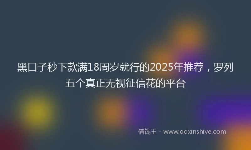 黑口子秒下款满18周岁就行的2025年推荐，罗列五个真正无视征信花的平台