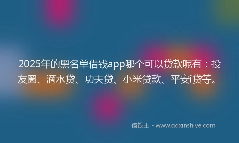 2025年的黑名单借钱app哪个可以贷款呢有：投友圈、滴水贷、功夫贷、小米贷款、平安i贷等。