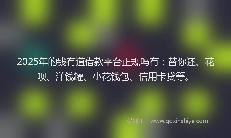 2025年的钱有道借款平台正规吗有：替你还、花呗、洋钱罐、小花钱包、信用卡贷等。