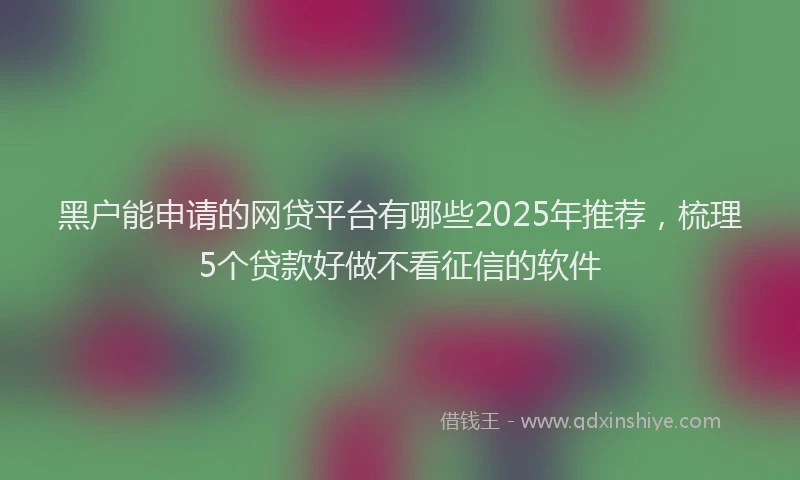黑户能申请的网贷平台有哪些2025年推荐，梳理5个贷款好做不看征信的软件
